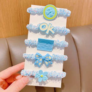 5PCS फूल प्यारा बच्चों Scrunchy बाल संबंधों रस्सी सेट स्टार बच्चों लड़कियों सामान लचीला हेयर रबर बैंड महिलाओं के लिए - Product Image 4