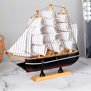 Modern Metal Sailing Boat Figurine Nautical Ship Showpiece Black <b>Table</b> <b>Decor</b> for Home Office Living Room Bookshelf Desk - Product Image 3