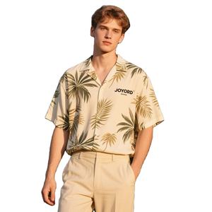 高品质サマービーチハワイアンメンズシャツファッションヤシの木半袖男性プリントボタンアップオープン毎日カジュアルシャツ - Product Image 1