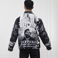 Personnalisation d'usine Rappeur Rod Wave Hip Hop Zipper Streetwear Tapisserie Vestes Personnalisé Hommes Tissé Tapisserie Jacquard Veste