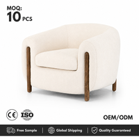 Canapé simple rembourré moderne avec accoudoirs en bois, canapé scandinave 1 place pour salon, canapé personnalisé OEM ODM