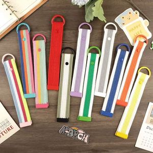 ป้ายชื่อสายคล้องผ้าใบลายทางสีสันสดใส พวงกุญแจกระเป๋าเดินทางแบบเรียบ สายคล้องไนลอน ป้ายติดกระเป๋าเดินทาง สายคล้องกุญแจผ้าใบ - Product Image 2