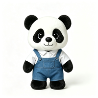 Peluche Panda Personnalisée avec Chemise Blanche et Salopette en Jean – Adorable Animal en Peluche Panda, Souvenir Doux et Mignon