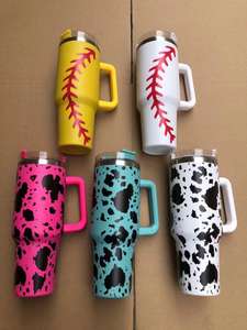 13色40オンススポーツタンブラー昇華タンブラーハンドル付きトラベルステンレス鋼タンブラー野球バットビールカップ - Product Image 5