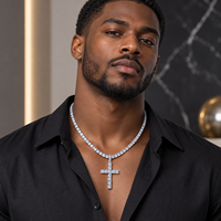 Collier unisexe chaîne tennis avec pendentif croix en moissanite 3mm 4mm en argent sterling 925, certifié GRA, best-seller