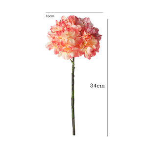 Hydrangea artificielle avec bords brûlés, fleurs en soie plastique rose pour la décoration de la maison et des mariages, haute simulation - Product Image 5