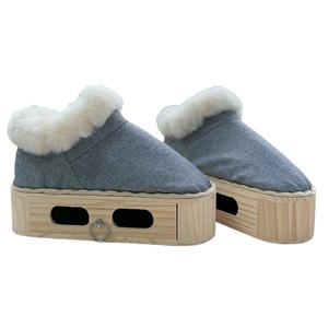 Zapatos de Moxibustión de Madera Maciza con Forro de Piel, Punta Redonda, Unisex, Dispositivo para Calentar los Pies en Casa, Zapatos para el Cuidado de la Salud en Invierno - Product Image 1