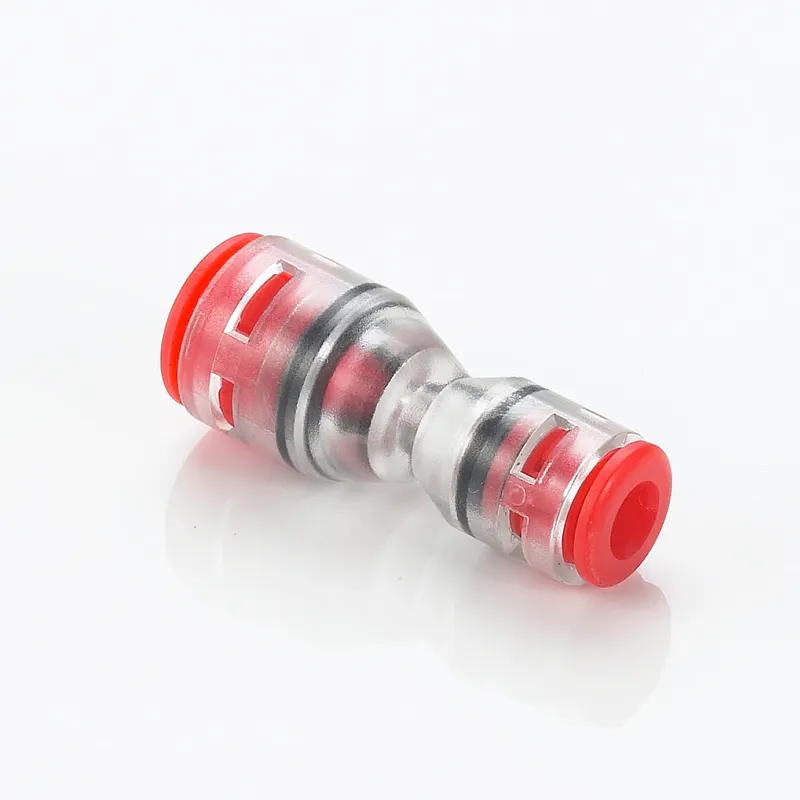 Push-fit Microduct Reducer Connector/Coupler 8-3mm to Cover Air Blowing Microduct/Conduit, Transparent body, IP68, 25 Bar