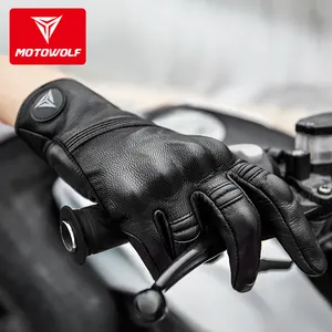 Motowolf Guantes De Balapan Sepeda Hitam Kulit Mengemudi Sarung Tangan Tangan untuk Sepeda Motor