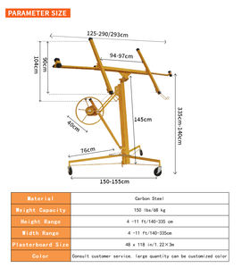 Ascenseur de panneau de cloison sèche de gypse à roues de <span class=keywords><strong>prix</strong></span> bon marché 150 LBS/68KG 11 ''palan de levage de panneau de cloison sèche de Sheetrock - Product Image 6