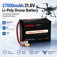 Baterai LiPo Drone 320Wh/kg Laris Manis 27000mAh 21.6V 5C untuk Drone Penyemprot Pertanian dengan Colokan yang Dapat Disesuaikan OEM