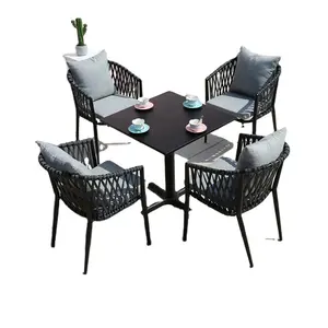 Fabriek Prijs Compact Rotan Balkon Meubels Aluminium Thee Tafel En Stoelen