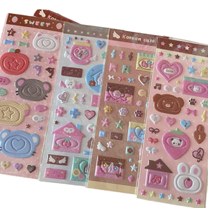 Korean Cute 3D Animal Border <b>Foam</b> <b>Stickers</b> Glossy Star Note Accents Printed Kawaii Gummy-style CCD Tablet Decals Flat - Product Image 1