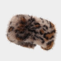 Bandeau léopard tendance automne-hiver, double couche, chaud, en peluche, avec cache-oreilles larges, 55-58 cm