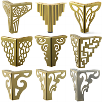 Accessoires de Quincaillerie Pieds de Meuble Dorés en Laiton Poli pour Armoire, Canapé, Lit et Support (Motif Fleur)