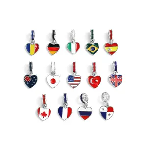 世界国旗吊坠配件用于DIY珠宝制作的滴油金属吊坠