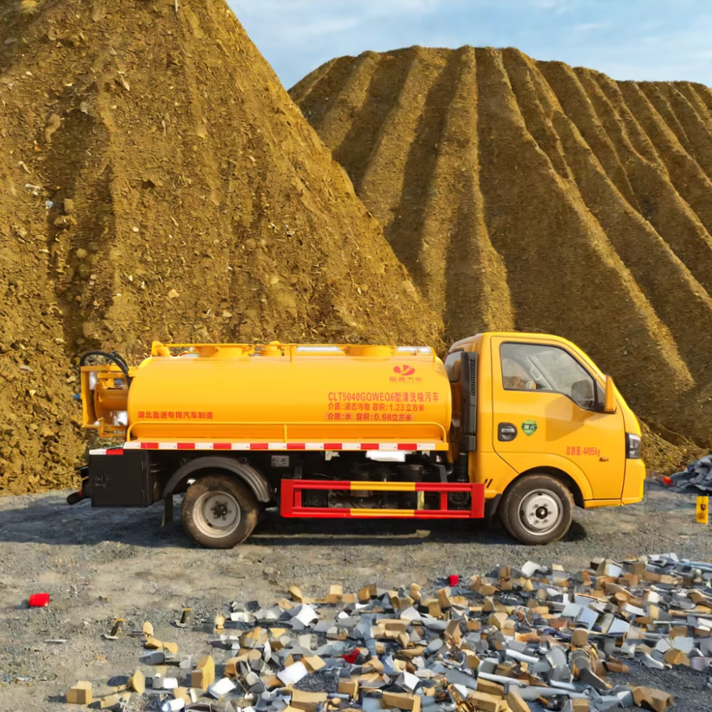 Dubai's Small Dongfeng Tuyi Sewage Suction Tanker Truck Blue Brand with Diesel Vacuum Pump Efficient Cleaning Vehicle