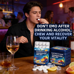 Chewing-gum électrolytique aromatisé aux fruits pour l'hydratation et la récupération après une gueule <span class=keywords><strong>de</strong></span> bois, vente en gros, ODM - Product Image 2