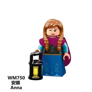 WM749 figurines Elsa Anna princesse fille, blocs de construction de conte de fées Ariel Beast Belle poupées jouets amis Juguetes pour enfants WM750