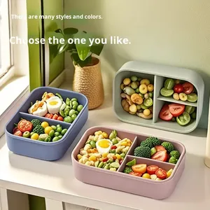 <b>Plastic</b> Divided Lunch <b>Box</b> For Kids Student Microwave Portable Large Capacity Sealed Bento <b>Box</b> With Handle - Product Image 5