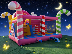 Structure gonflable Candy World, château gonflable combiné avec toboggan <span class=keywords><strong>pour</strong></span> les fêtes d'enfants, matériau PVC 0,55 mm, souffleur, installation facile, personnalisable - Product Image 5