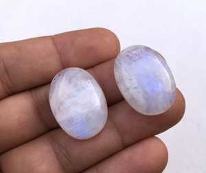 2pcs Natural Rainbow <b>Moonstone</b> Gemstone Smooth Oval Shape Cabochons for Wire Wrapped Jewelry Beads - Product Image 3