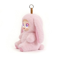 Haut-parleur Bluetooth en peluche lapin à longues oreilles, écran 2 pouces, porte-clés, mini haut-parleur sans fil portable 5W avec TF/Radio, cadeau de voyage