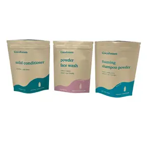 Custom biodegradabile sacchetto di carta Kraft cosmetico Stand Up bustina per Shampoo crema viso