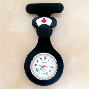 Cute Pink Silicone <b>Nurse</b> <b>Watch</b> with Cross Bandage Heart Design Quartz Medical Clip On Cuff Clock - Product Image 6
