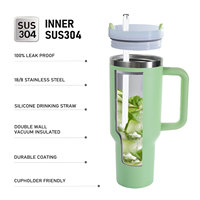 Mug à bière isotherme en acier inoxydable 40 oz avec logo personnalisé, gobelet de voyage à double paroi sous vide avec poignée et paille, grande tasse à café pour voiture