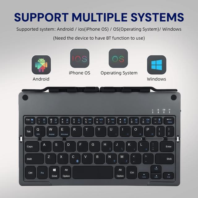 New Folding Wireless Keyboard with Stand USB 3.0 for iPad Laptop Phone-Mini Keyboard for IOS Android