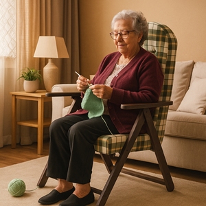 Poltrona SIENA MOLISANA Artigianale in Legno di Noce con Dettagli in Verde e Bianco, Vera Pelle, Comoda Poltrona per Casa e Ufficio - Product Image 4