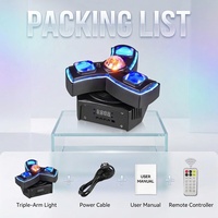 Luz Profesional de Efecto Estroboscópico Láser RGBW con Cabezal Móvil LED de 50W y Triple Brazo para DJ, Discoteca, Fiesta, Club, Escenario, Control DMX512