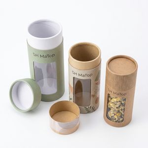 กล่องกระดาษคราฟท์ทรงกระบอกแบบดัน-ดึง บรรจุภัณฑ์ทรงกลม ขนาด <span class=keywords><strong>2</strong></span> ออนซ์ สำหรับลิปบาล์มแบบดันขึ้น กล่องเปล่า - Product Image 3