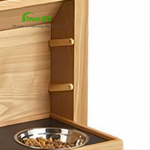 ตู้ให้อาหารสัตว์เลี้ยงทำจากไม้มีสไตล์พร้อมถาดสำหรับสุนัข - Product Image 1