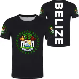 Yeni özel Belize bayrağı ulusal gurur kökleri ülke ulus hatıra gömlek kısa kollu yuvarlak boyun Slim Fit T Shirt toplu