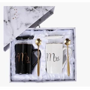 Taza de Cerámica con Textura de Mármol, con Tapa y Cuchara, Juego de Tazas de Café para <span class=keywords><strong>Parejas</strong></span>, Empaque en Caja de Regalo, Taza de Agua Creativa para el Hogar y la Oficina - Product Image 4