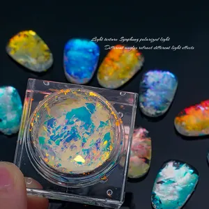 12 Colors Aurora Flake Nail Powder Aurora Opal Chameleon Flakes Chunky Flake Nail Powder Pigment