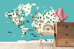 3D防水キッズルーム世界地図壁画かわいい動物プリント簡単な保育園の壁の装飾寝室ベビールーム屋内遊び場用 - Product Image 4
