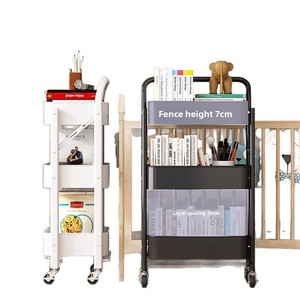 <strong>Small</strong> Carbon Steel Foldable Trolley <strong>Shelf</strong> Multi-layer Storage Rack for <strong>Kitchen</strong> Bathroom Bedroom with No Installation Required - Product Image 5