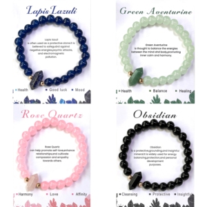 Bracelet en pierre naturelle avec perles de verre colorées, aide à la relaxation, contrôle qualité strict pour les grossistes, service d'étiquetage SKU - Product Image 1