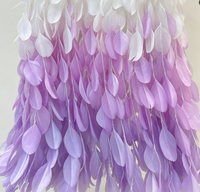 Tissu en dentelle à franges et pompons en plumes ombrées blanc lavande pour robe de mariée, robe de soirée, costume de scène