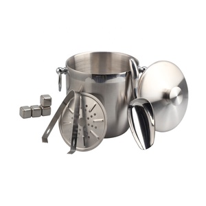 Double Wall Stainless Steel Insulated <b>Ice</b> Bucket, Including Strainer & <b>Ice</b> Cover <b>Ice</b> Tongs - Product Image 3