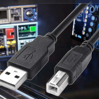 Chaqueta de PVC USB 2,0 personalizada negra 1M negro a macho a tipo B macho Cable de carga y datos para impresora de teléfono Compatibilidad con computadora