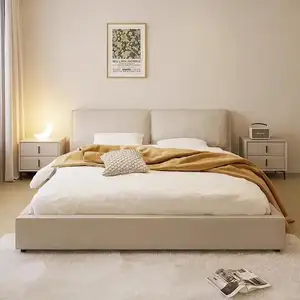 Einfaches Design moderne Schlafzimmermöbel Weiches Bett Tatami-Leder Luxus doppelbett hölzernes Bett Stoff Doppelbett