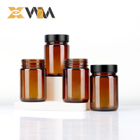 Bouteilles en verre ambré à large ouverture pour capsules, suppléments alimentaires, emballages vides, tailles personnalisées