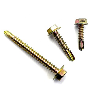 สกรูหัวหกเหลี่ยมเจาะเองชุบสังกะสีเหลืองสำหรับงานหลังคา - Product Image 1