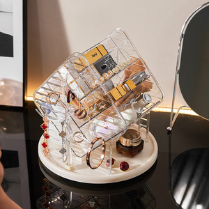 Rotating Cosmetic Storage Box With Jewelry Organizer 360 Degree Desktop <b>Makeup</b> Organizer For <b>Dressing</b> <b>Table</b> Pet Material - Product Image 5
