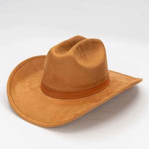 Custom Print Logo Private Label High Quality Vintage Western Suede Cowboy <b>Hat</b> - Product Image 1