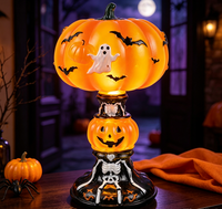Lampe de table d'Halloween, figurine en résine colorée, statue lumineuse artisanale pour la décoration de la maison et des fêtes